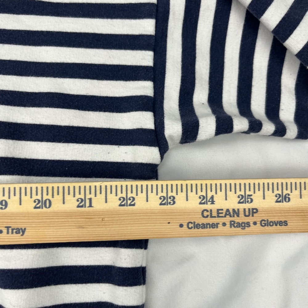 Anne Klein Nautical Boat Neck Striped Navy Blue White Drawstring Hem‎ Sweatshirt - Picture 5 of 6